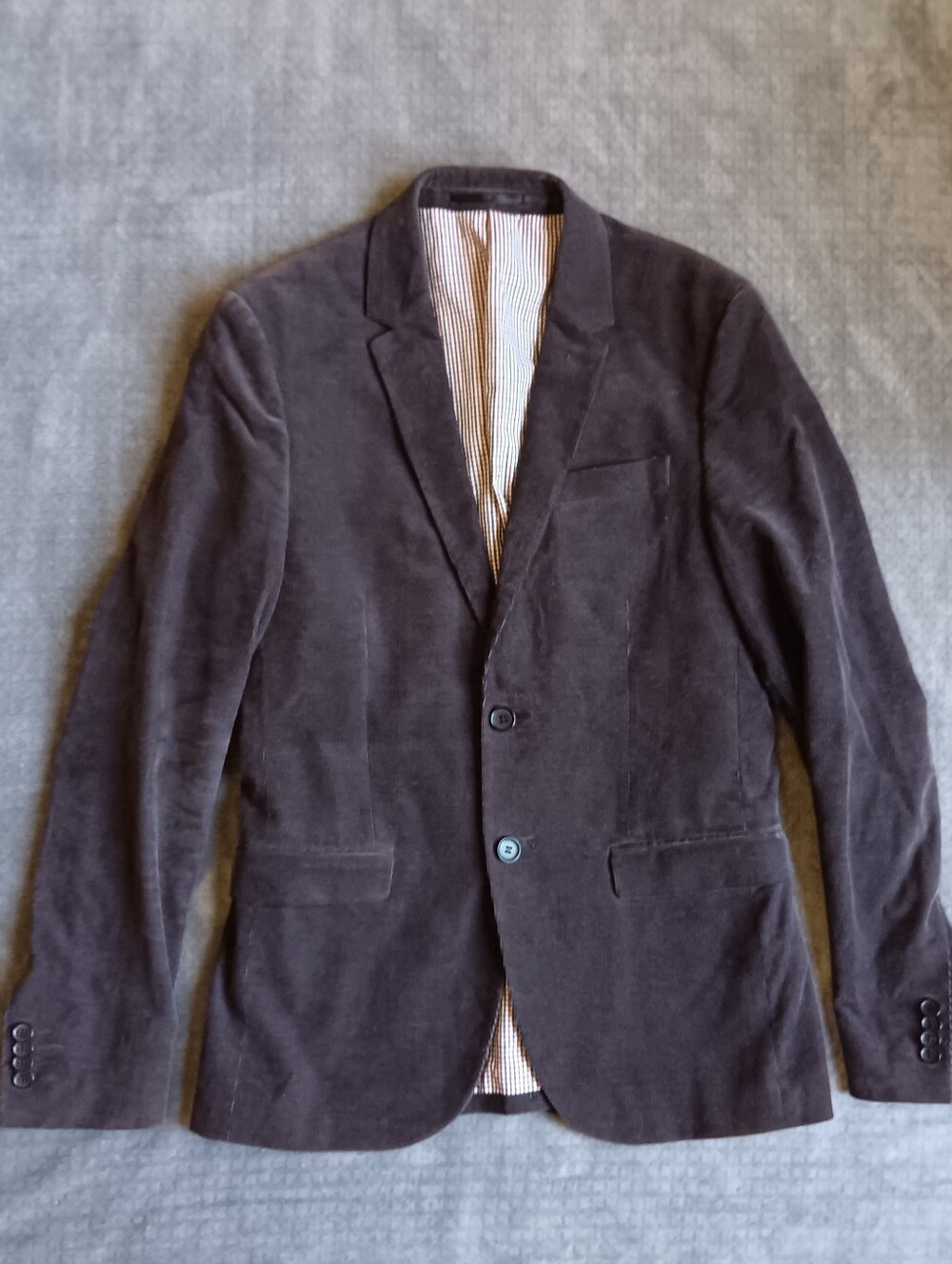 H&M Men's Brown Corduroy Blazer Tailored Two-Button Fall Jacket, Small?